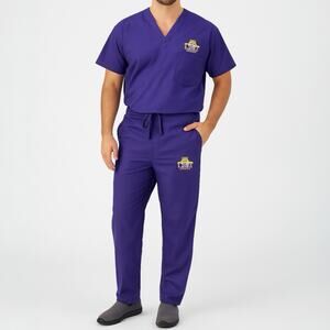 LSU Tigers Scrubs Mens Sz M Purple Set Lightweight Baggy Nurse Hospital Medical